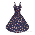 Women Vintage Retro Animal Print Pattern Dress